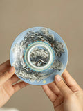 Enamelware "Winter Snow Scene" Anti-Scald Sancai Gaiwan