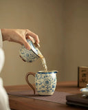 Imitation Song "Yellow Ru" Ware Intertwining Lotus Floating Gaiwan