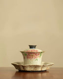 "Golden Thread Peony" Flint-Red Sancai Gaiwan