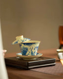 Ru Ware "Fish Playing in the Lotus Pond" Floating Sancai Gaiwan