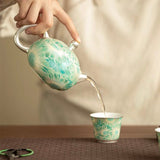 Silver Daisy "Mutton-Fat Jade" Tea Set | Premium Porcelain Trio