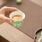Silver Daisy "Mutton-Fat Jade" Tea Set | Premium Porcelain Trio