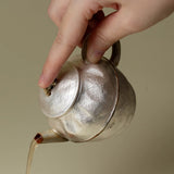 Handcrafted Japanese "Finger-Pressed" Coarse Pottery Teapot | Gilded Silver Interior (115ml)