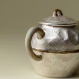 Handcrafted Japanese "Finger-Pressed" Coarse Pottery Teapot | Gilded Silver Interior (115ml)