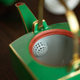 Japanese Zouzeng Kiln (Kurura-gaki) "Moeghi" Hand-Painted Gold Green Glaze Tea Set