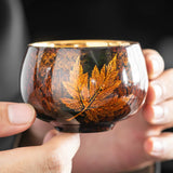 Golden Autumn | Hand-Painted 24K Gold Leaf Lacquerware Master Cup