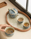 Antique Style "Ten Thousand Flowers" Han-Wa Tea Set | Aged Clay & Blue-and-White Porcelain